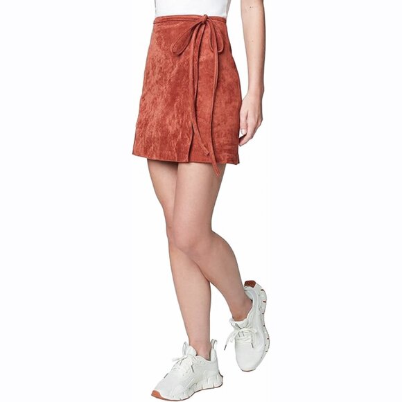 BLANKNYC Womens Faux Suede Wrap Mini Skirt Hot Toffee Brown Size M Waist 30 - Picture 1 of 11